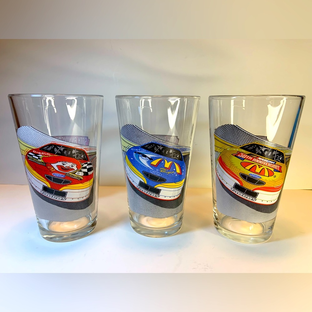 Bill Elliott 1998 Nascar 50th Anniversary McDonald's Set of 3 Drinking Glass